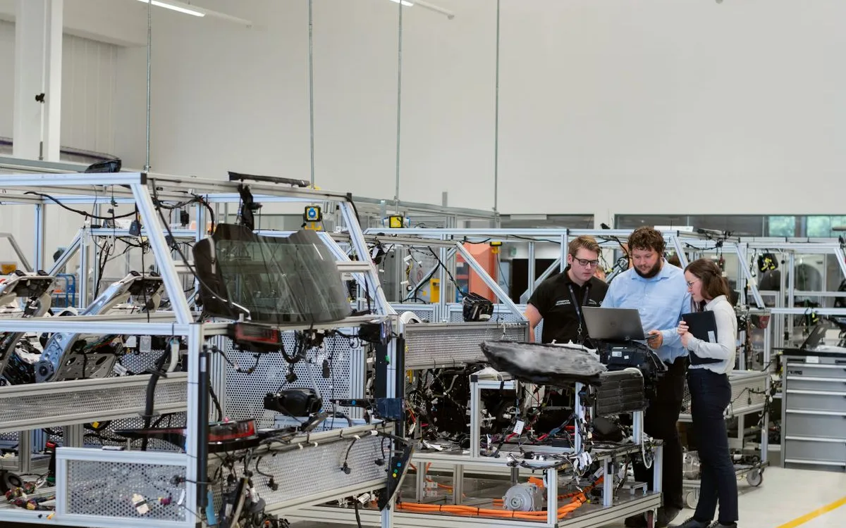 Engineers collaborating in a smart factory